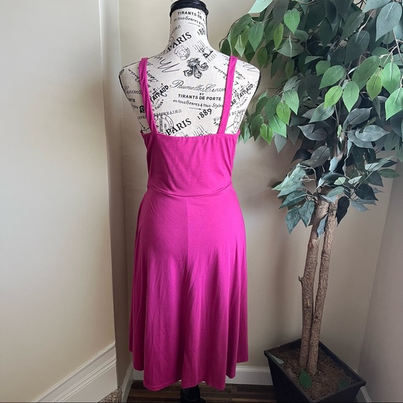 Lulus Haileah Magenta Tie-Front Sleeveless Midi Dress Sz M - Picture 10 of 15
